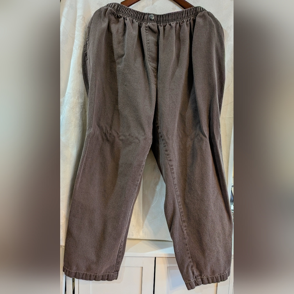Woman Within Straight-Leg Brown Twill Pants